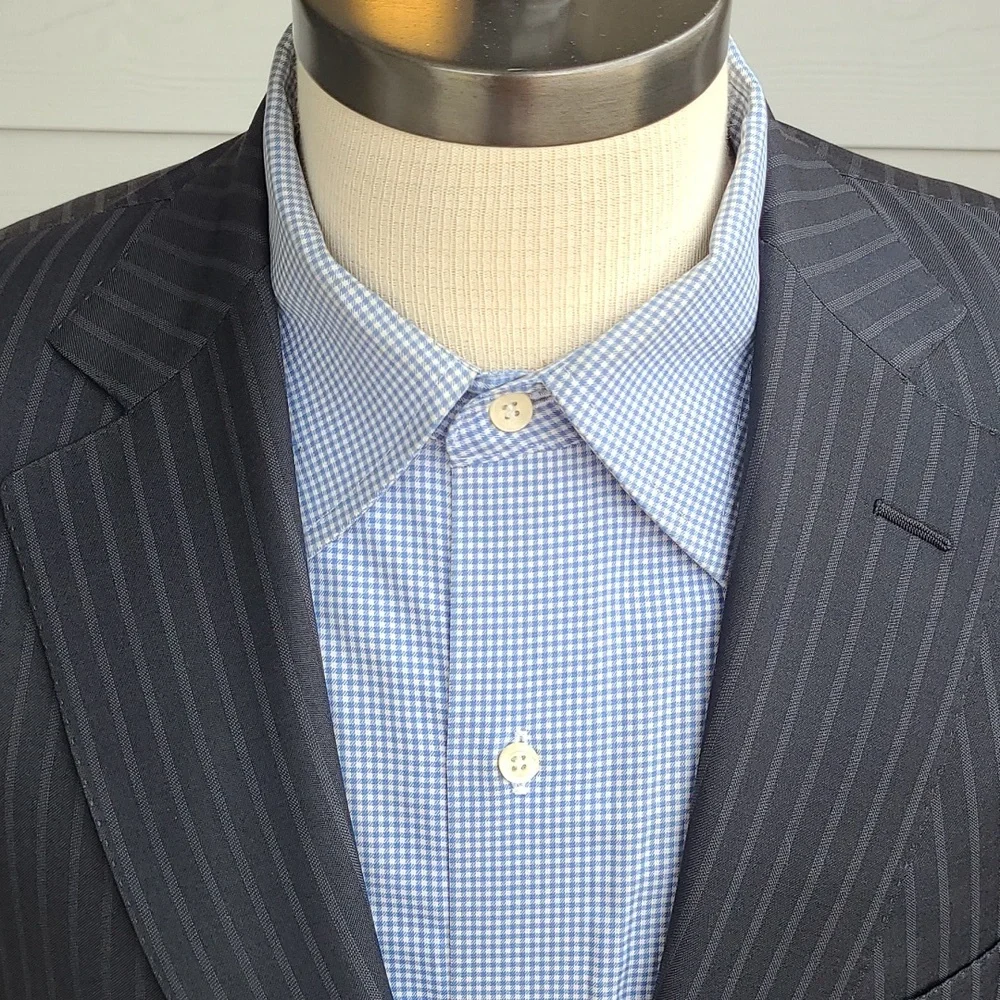 ERMENEGILDO ZEGNA Fit Mila Black Grey Striped Wool 44 R Sport Coat Suit‎ Jacket